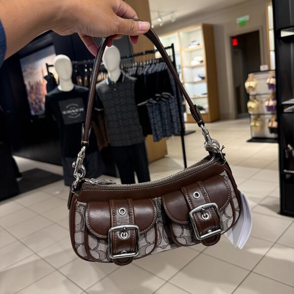 COACH Ashton Bag In Signature Jacquard CBJ00 Silver/Oak/Maple - Picture 2 of 11